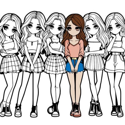 a group of girls realistic