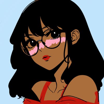 manga woman character with glasses and nice lips