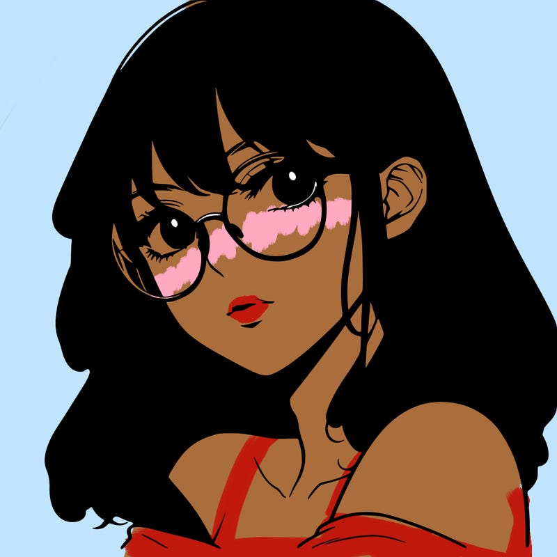 manga woman character with glasses and nice lips