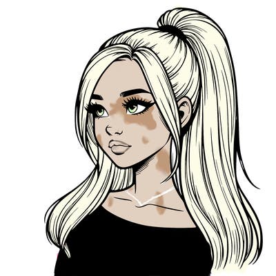 realistic girl with a high ponytail