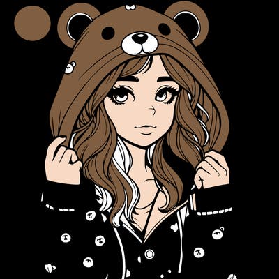 realistic girl in a animal pjs hoodie