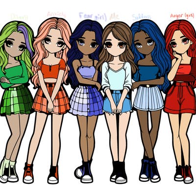a group of girls realistic