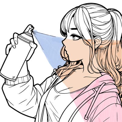 a realistic girl spray, painting
