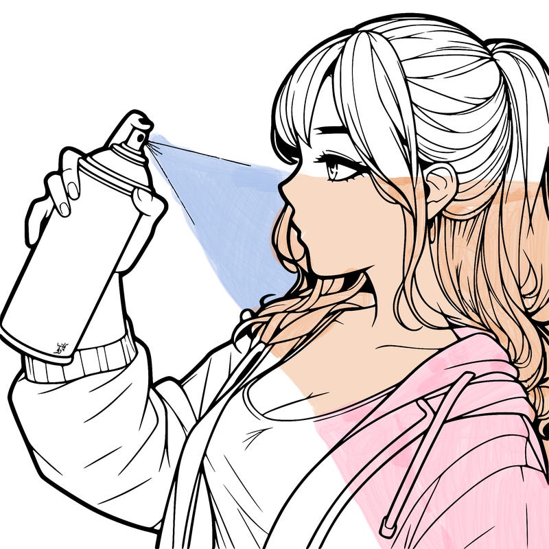 a realistic girl spray, painting