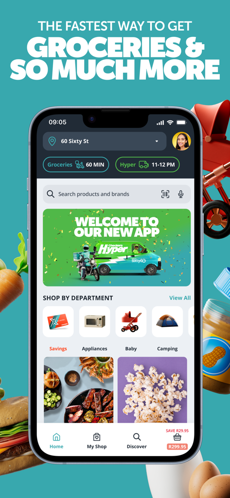 Checkers Sixty60 - Checkers Sixty60 mobile app interface for fast grocery and hyper delivery