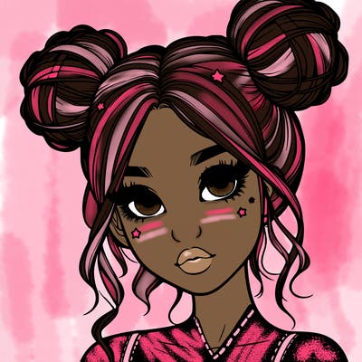 realistic girl with space buns