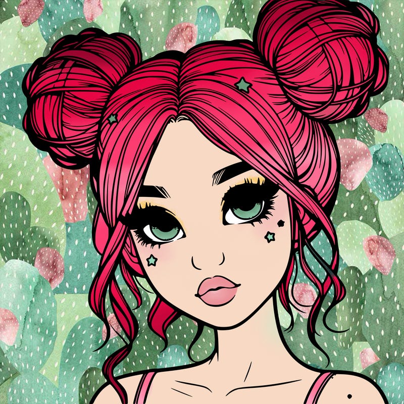 realistic girl with space buns
