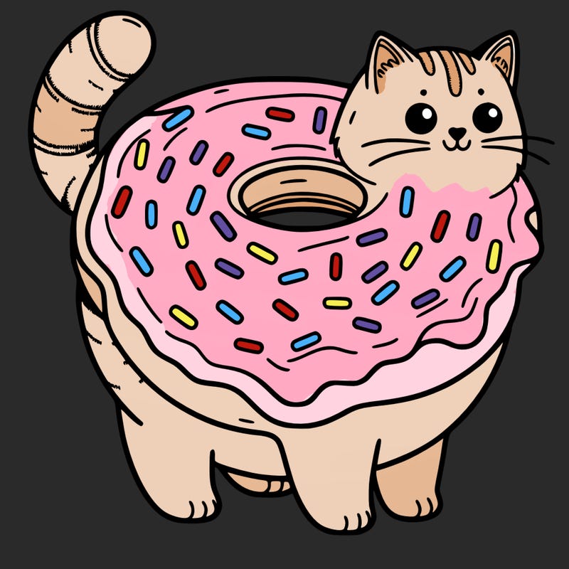 cat turned into donut