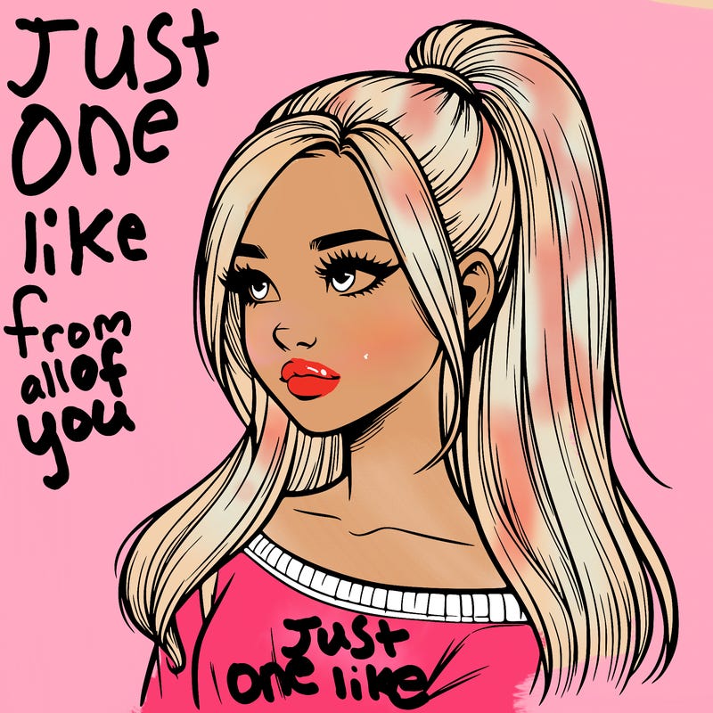 realistic girl with a high ponytail