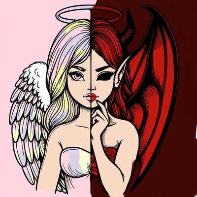 realistic angel half demon