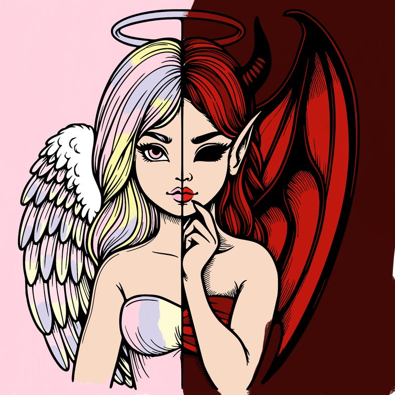 realistic angel half demon