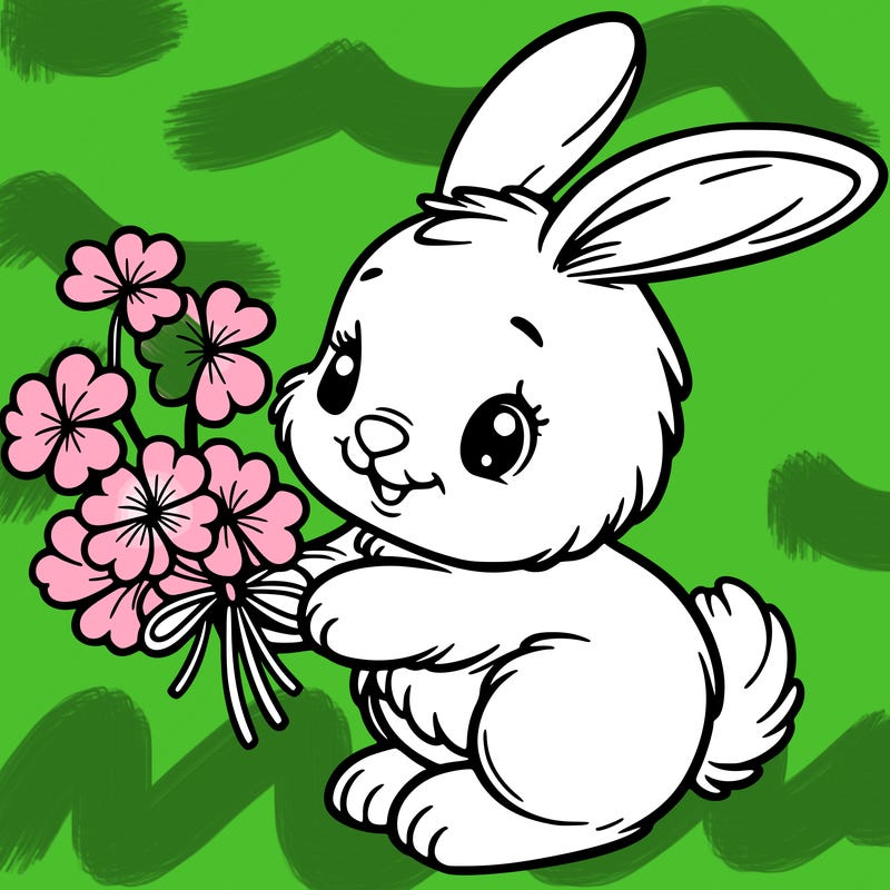 bunny with a bunch of clover