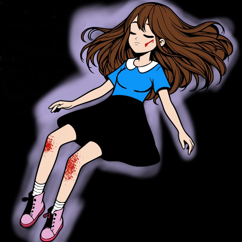 realistic girl floating