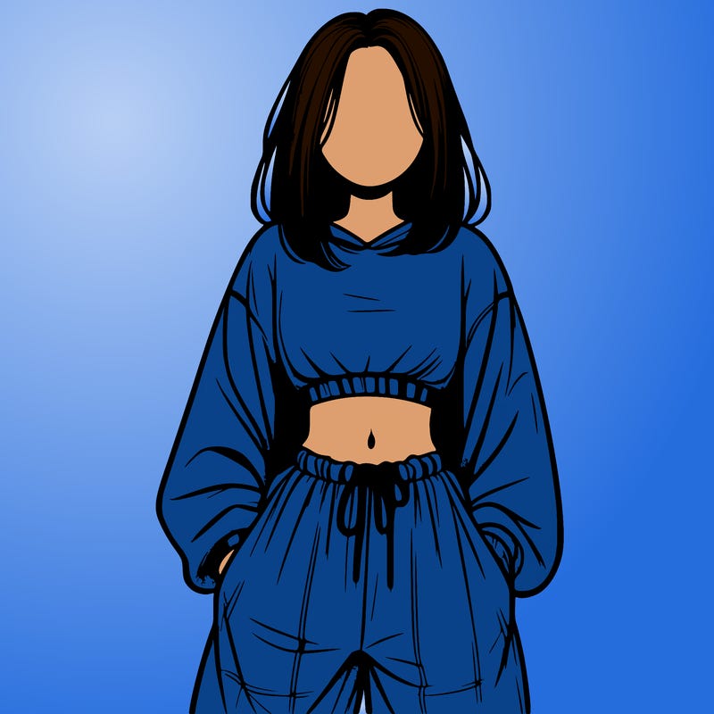realistic girl faceless with baggy pants and a crop top