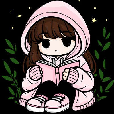 girl in oversized hoodie reading a book