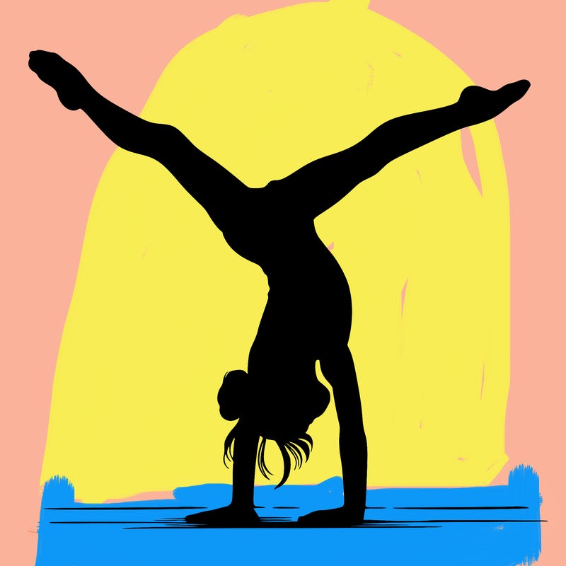 realistic gymnastic hand stand girl in four splits