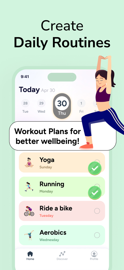 Mindway: Daily Routine Planner - Mindway app interface for creating daily routines with personalized workout plans