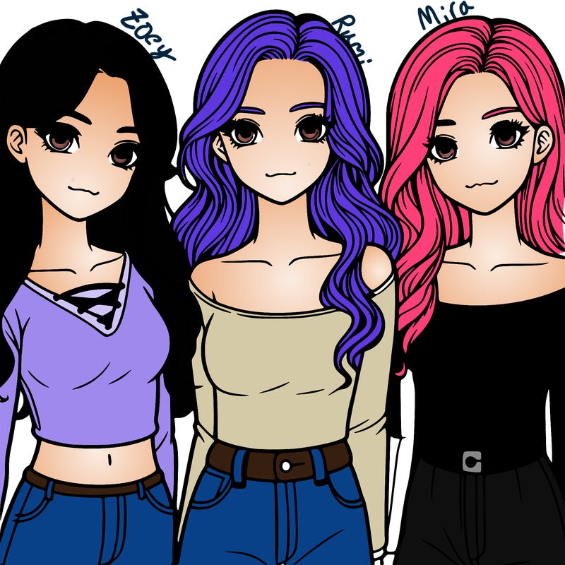 a group of realistic girls