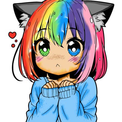 shy anime catgirl