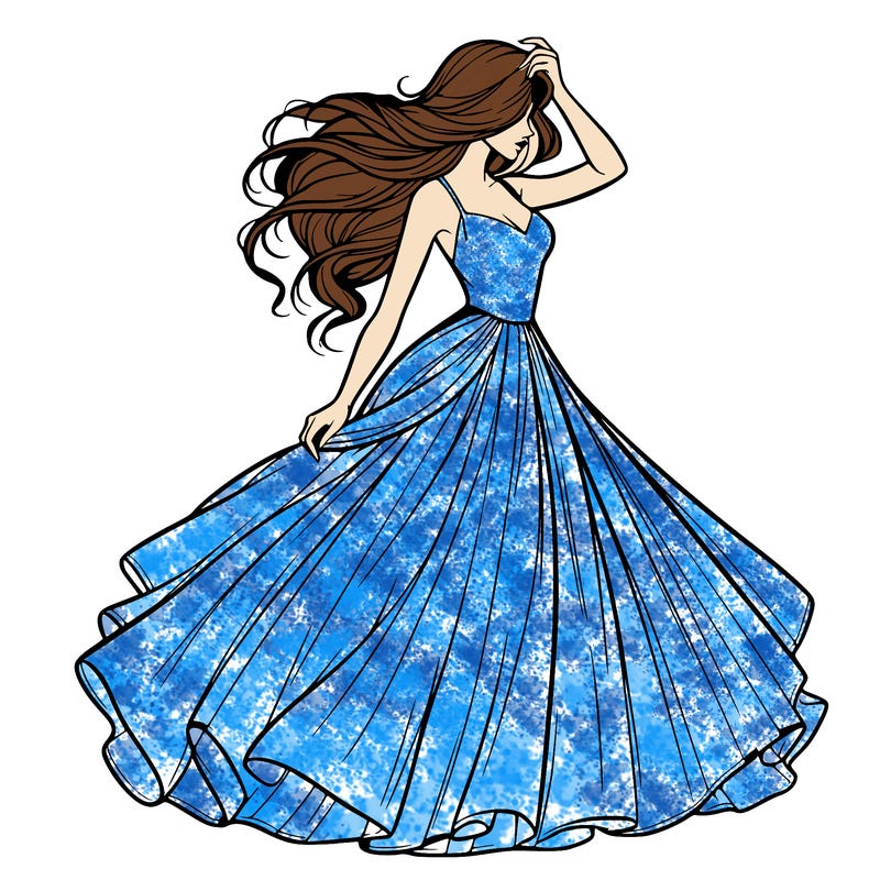 realistic woman with dress flowing in the wind