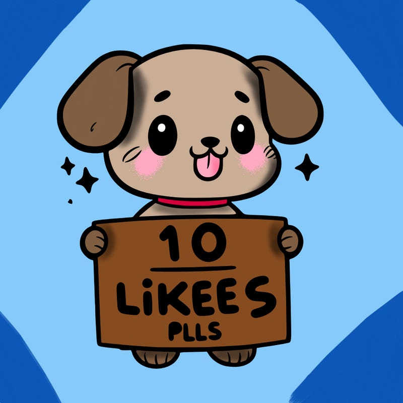 cute dog holding a sign saying 10 likes pls