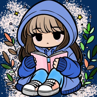 girl in oversized hoodie reading a book