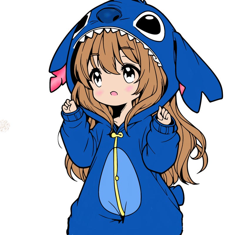 anime girl in a stitch onsie