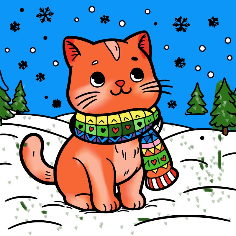 cat in the snow
