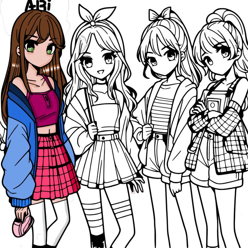 teen manga girls group of 4