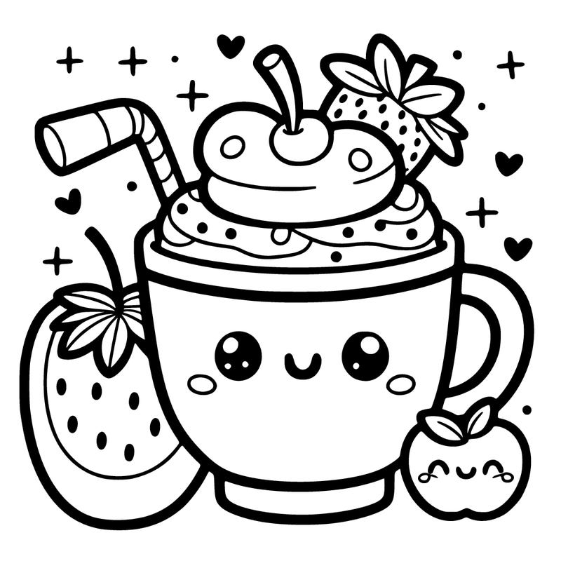 cute little smoothie in cup with fruit