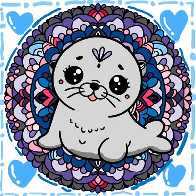 a cute baby seal mandala