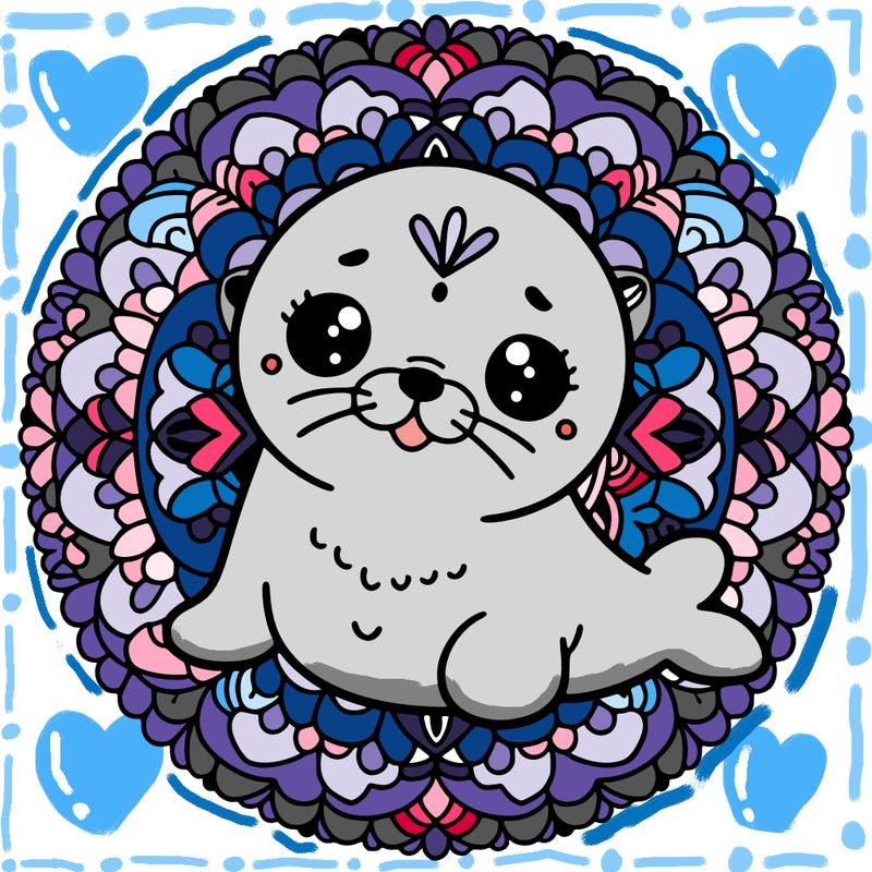 a cute baby seal mandala