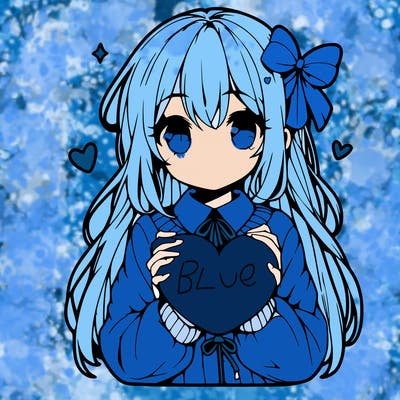 anime girl holding a heart balloon