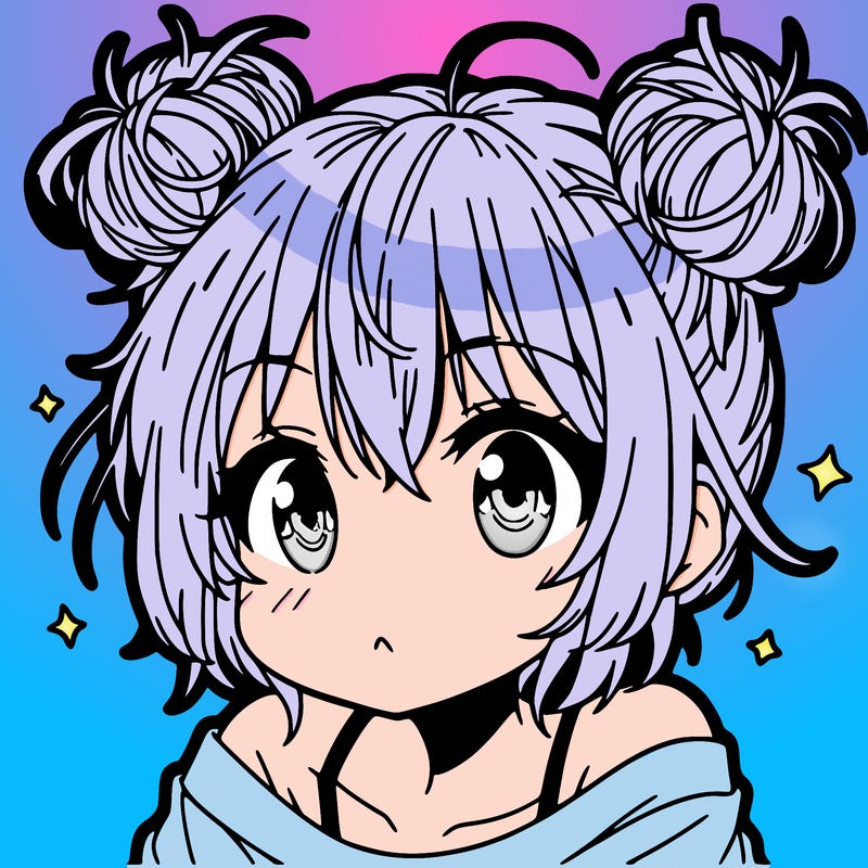 a manga girl with messy small buns