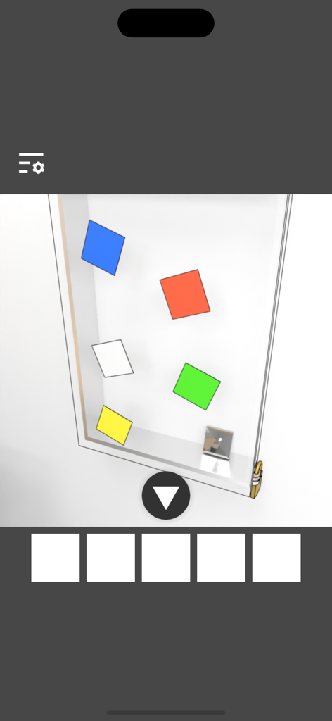 Mirror Room Escape - A close up of a wall puzzle featuring colorful square tiles in the Mirror Room Escape game