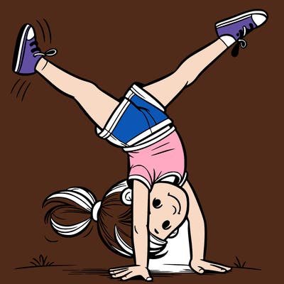 a realistic girl doing a cartwheel
