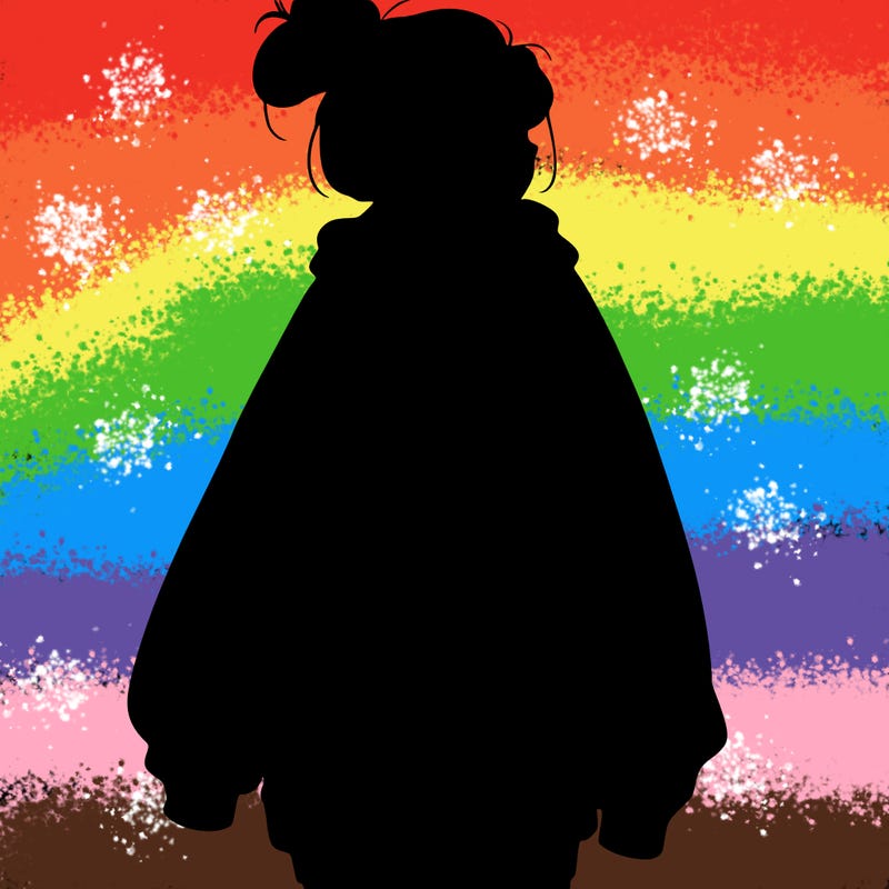 realistic girl with a oversized sweatshirt on and a bun