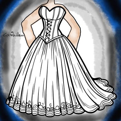 wedding dress-corset and a long and flowy skirt