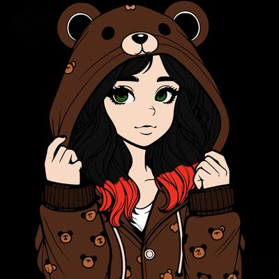 realistic girl in a animal pjs hoodie