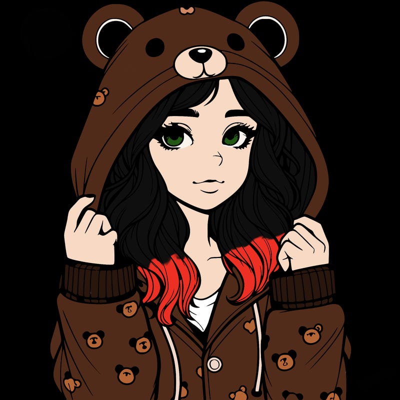 realistic girl in a animal pjs hoodie