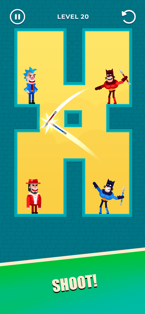 Drawmaster - Drawmaster 레벨 20의 게임 플레이로, 적을 맞히기 위해 그림 궤적을 보여줍니다