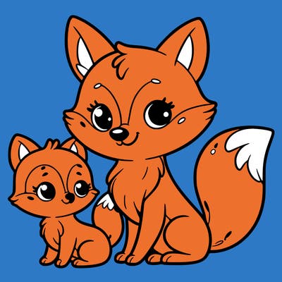fox and baby fox
