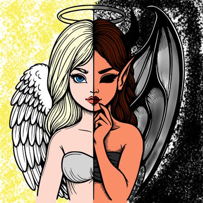realistic angel half demon