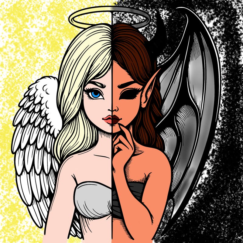 realistic angel half demon