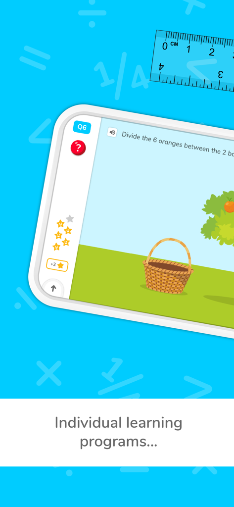 DoodleMath: Elementary Math - DoodleMath app interface showing a personalized division math problem for children
