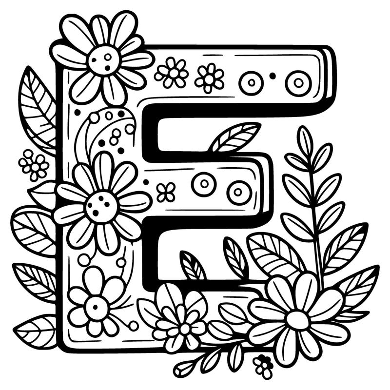 the letter e with flowers