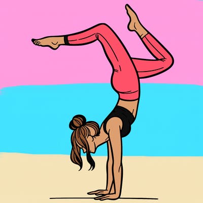 a woman doing a handstand