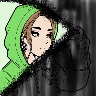 a realistic girl, spray painting