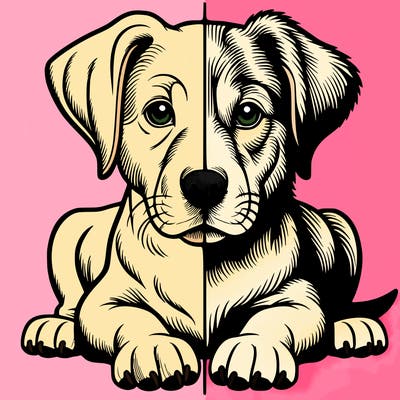 realistic dog split picture