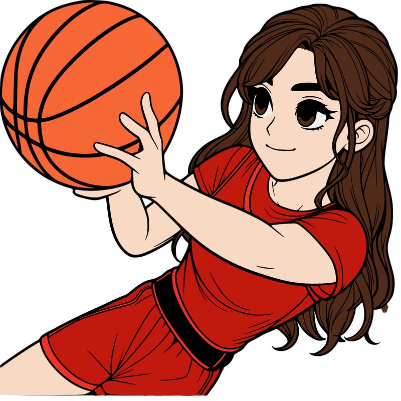realistic girl playing basketball